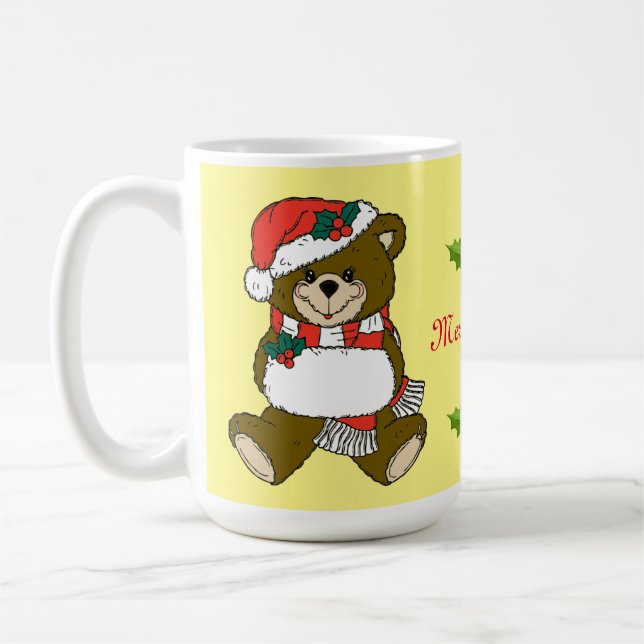  Santa Teddy Bear Christmas Animal Art Coffee Mug (Left)