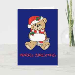 Santa Teddy Bear Christmas Card