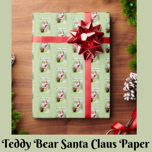 Santa Teddy Bear Wrapping Paper