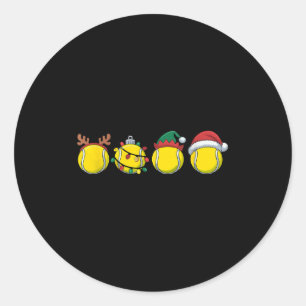 Santa Tennis Ball Christmas Tennis Lover Tennis Pl Classic Round Sticker