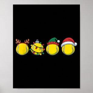 Santa Tennis Ball Christmas Tennis Lover Tennis Pl Poster