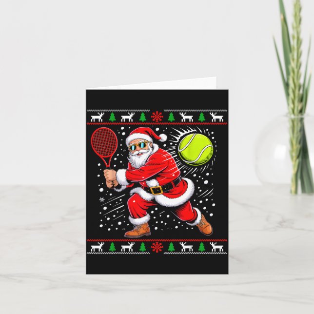 Santa Tennis Player Christmas Xmas Funny Holiday M Card (Front)