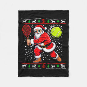 Santa Tennis Player Christmas Xmas Funny Holiday M Fleece Blanket