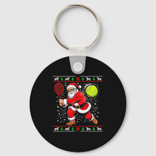 Santa Tennis Player Christmas Xmas Funny Holiday M Key Ring