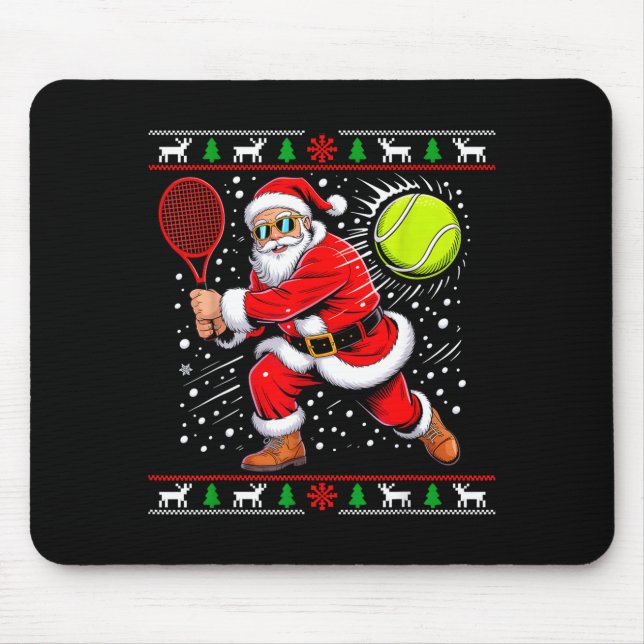 Santa Tennis Player Christmas Xmas Funny Holiday M Mouse Mat (Front)