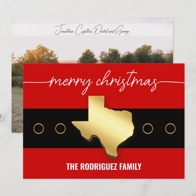 Santa Texas Belt Buckle Christmas Holiday Card (Front/Back)