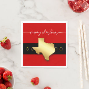 Santa Texas Belt Buckle Christmas Napkin