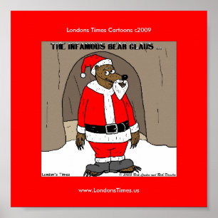 Santa The Bear Christmas Funny Poster