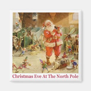 Santa & The Elves in The North Pole Stables Magnet