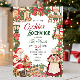 Santa Theme Cookie Exchange Christmas Party Invitation