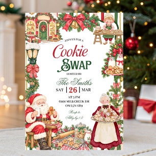 Santa Theme Cookie Swap Christmas Party Invitation