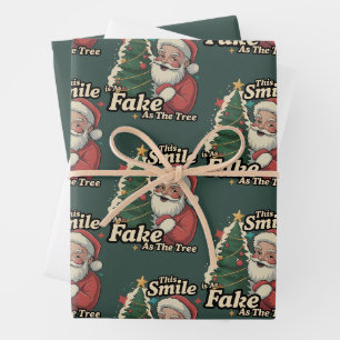 Santa This Smile Is As Fake As The Tree Family Wrapping Paper Sheet