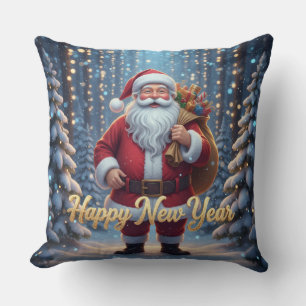 Santa Throw Pillow   Happy New Year Magical Christ