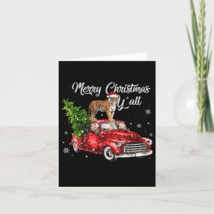 Santa Tiger Ride Red Truck Ugly Sweater Christmas  Card