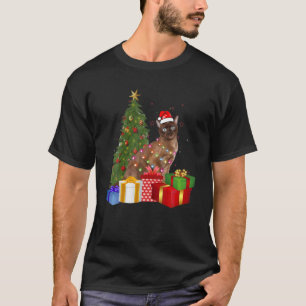 Santa Tonkinese Cat Christmas Tree Light Funny Xma T-Shirt