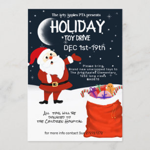 Santa toy drive christmas holiday invitation