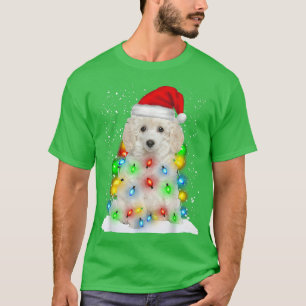 Santa Toy Poodle Christmas Light Pajama Dog Xmas M T-Shirt