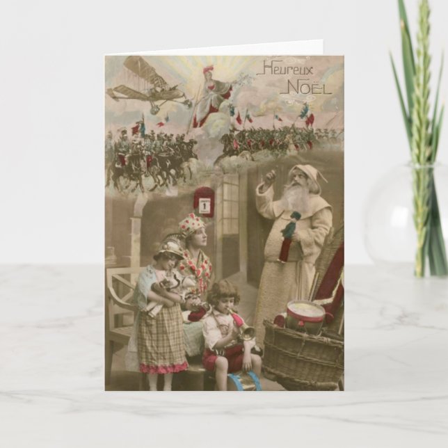 Santa - toys - plane - France WWI #X039 Holiday Card (Front)