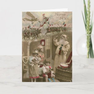Santa - toys - plane - France WWI #X039 Holiday Card