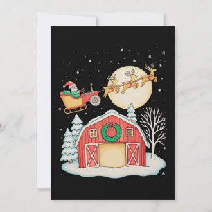 Santa Tractor Farm Farmer Christmas Farming Xmas Holiday Card