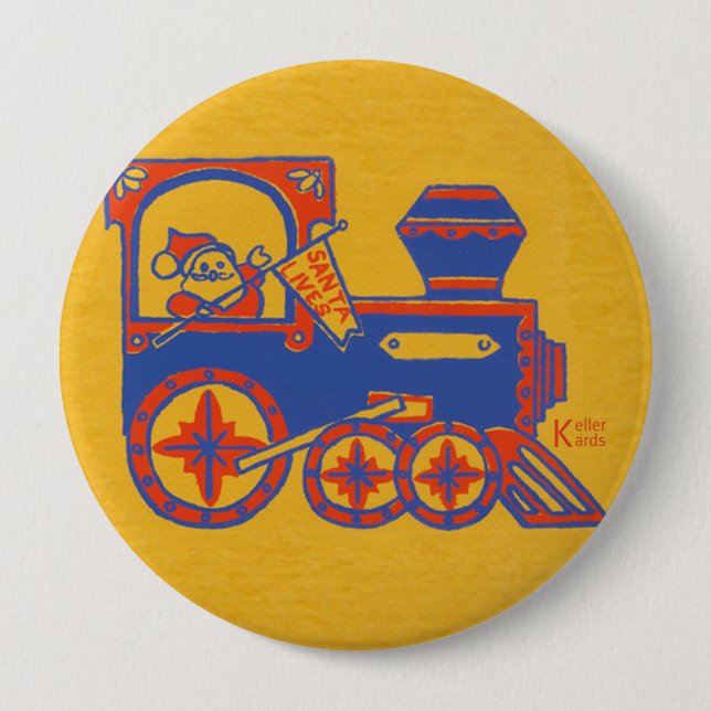 Santa Train 10 Cm Round Badge (Front)