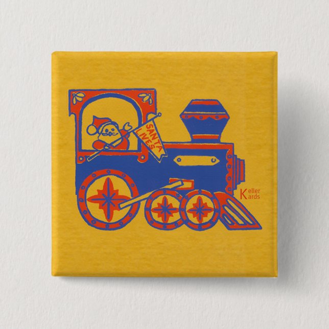 Santa Train 15 Cm Square Badge (Front)