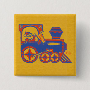Santa Train 15 Cm Square Badge