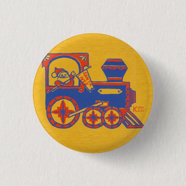 Santa Train 3 Cm Round Badge (Front)
