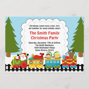 Santa Train Christmas Party Invitation