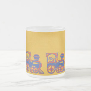 Santa Train Frosted Glass Coffee Mug
