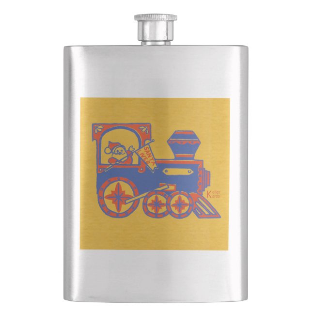 Santa Train Hip Flask (Front)