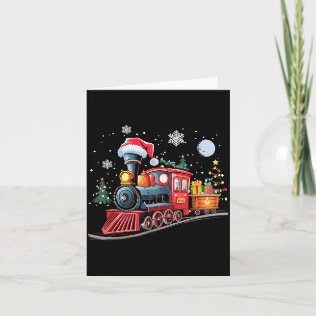 Santa Train Lights Christmas Driving Xmas Boys Kid Card (Front)