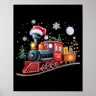Santa Train Lights Christmas Driving Xmas Boys Kid Poster
