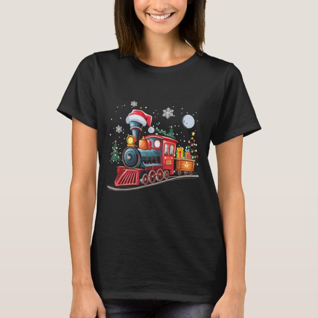 Santa Train Lights Christmas Driving Xmas Boys Kid T-Shirt (Front)