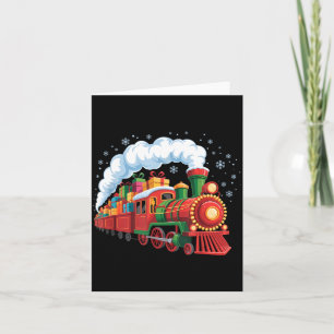 Santa Train Lights Snow Christmas Funny Winter Hol Card
