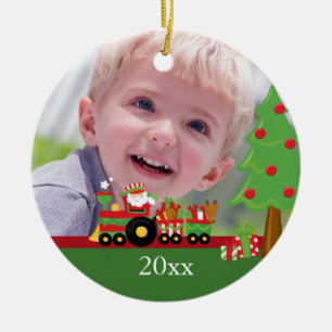 Santa train personalised christmas photo ornament