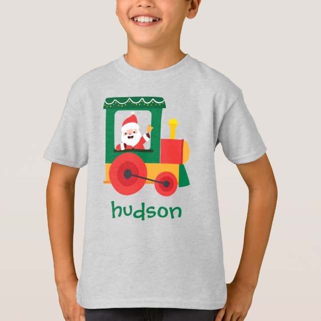 Santa Train Personalised Christmas T-Shirt (Front)