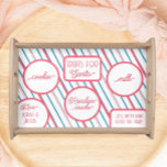 Santa Treats Pink Christmas Serving Tray<br><div class="desc">A fun holiday tradition starts with these Santa treat serving trays. This tray includes a whimsical pink and blue stripe design with modern fonts. Leave milk and cookies for Santa and don’t forget the reindeer snacks!</div>