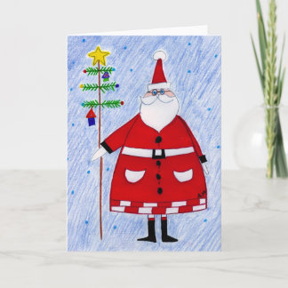 santa & tree branch holiday card