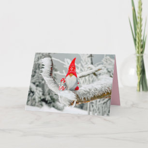 santa tree gnome greeting card