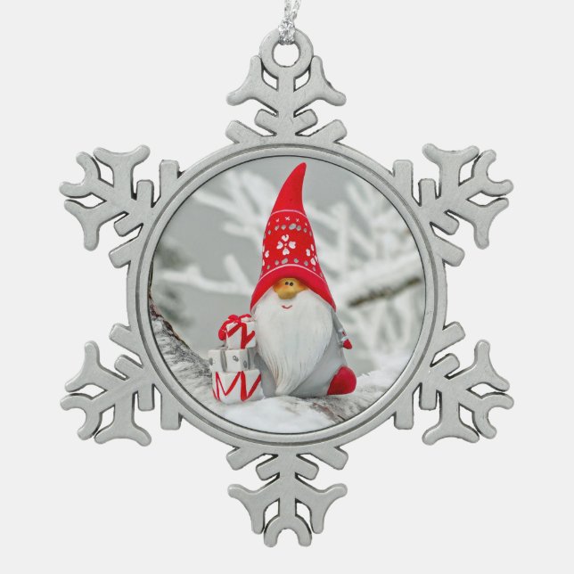 santa tree gnome pewter ornament (Front)
