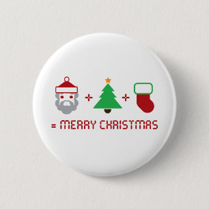 Santa + Tree + Stocking = Merry Christmas 6 Cm Round Badge