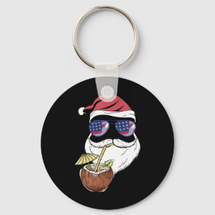 Santa Tropical Coconut Drink Christmas In July Sum Key Ring