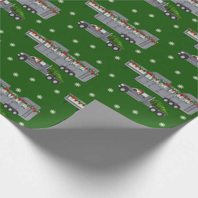 Santa Truck and Horse Trailer Christmas Wrapping Paper (Corner)