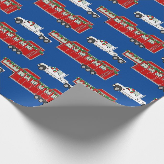 Santa Truck and Horse Trailer Christmas Wrapping Paper (Corner)