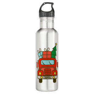 Santa truck front view Merry Christmas 710 Ml Water Bottle