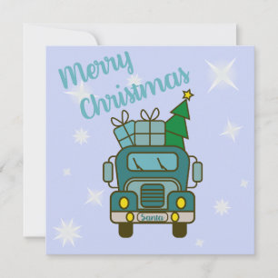 Santa truck front view Merry Christmas Card