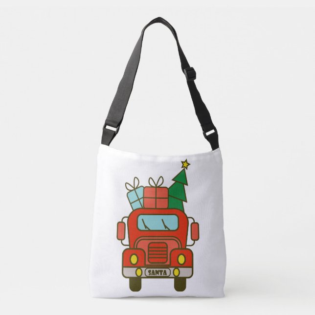 Santa truck front view Merry Christmas Crossbody Bag (Front)