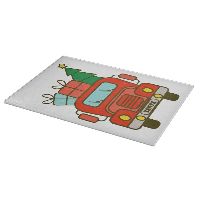 Santa truck front view Merry Christmas Cutting Board (Corner)