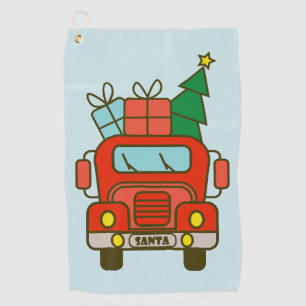 Santa truck front view Merry Christmas Golf Towel